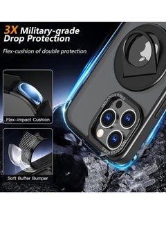 ESCASE Compatible with Magnetic iphone 15 Pro Case, Swivel Cutout Ring Holder Compatible with MagSafe, Shockproof Translucent Matte Back Protective，for iphone 15 Pro (2023) 6.1" Cover Black  - Image 3