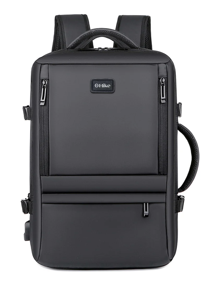 Hike Black Expandable Premium Computer Backpack Water Resistant Shoulder Daypack with 360° Degree Opening Compartment and Built in USB Port for Travel/Business/College, HKY3730, Black  | Best Price UAE