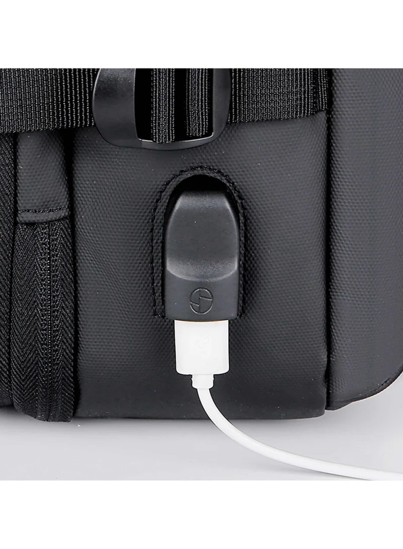 Hike Black Expandable Premium Computer Backpack Water Resistant Shoulder Daypack with 360° Degree Opening Compartment and Built in USB Port for Travel/Business/College, HKY3730, Black  | Best Price UAE