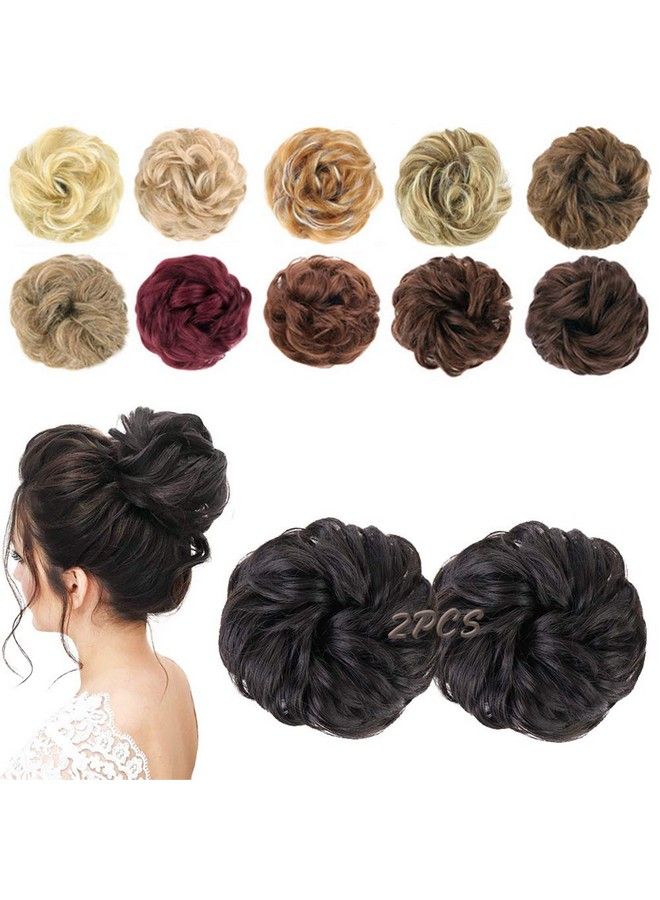 MORICA 2Pcs Messy Hair Bun Extensions Curly Wavy Messy Synthetic Chignon Hairpiece Scrunchie Scrunchy Updo Hairpiece For Women. - Image 1