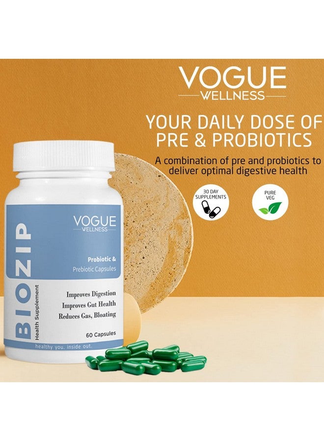 Vogue Wellness Biozip Daily Probiotic + Prebiotic | Plant Based | 4 Billion Cfu, 6 Strains For Men & Women With Prebiotic Fiber For Best Digestion, Gut Health, Metabolism | 180 Capsules (18 X 10 Capsules) - Image 2