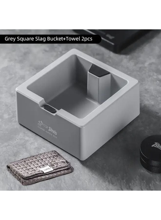 Grey Coffee Knock Box Set With Non Slip Silicone And Absorbent Waffle Towel - Image 1