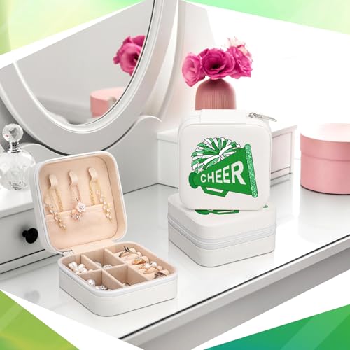 Cosblank 12 Pcs Cheer Team Gifts Bulk Cheerleader Jewelry Box Travel Jewelry Case Organizer for Team Inspirational Gift Cheer Accessories for Teammates(Green) - Image 4