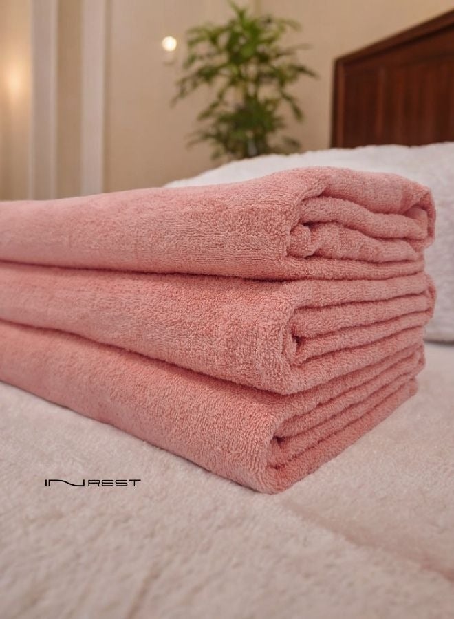 Inrest Home Hotel Towels Pink Color 100% Cotton Size 80*160 Cm - INREST