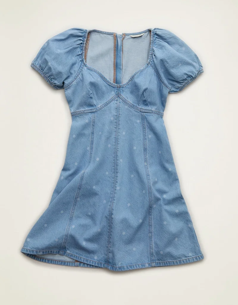 American Eagle AE Puff Sleeve Denim Mini Dress