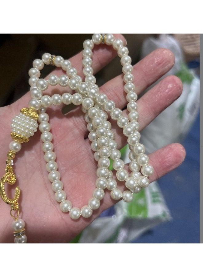 NIBEMINENT 99 Muslim Prayer Beads White/6mm