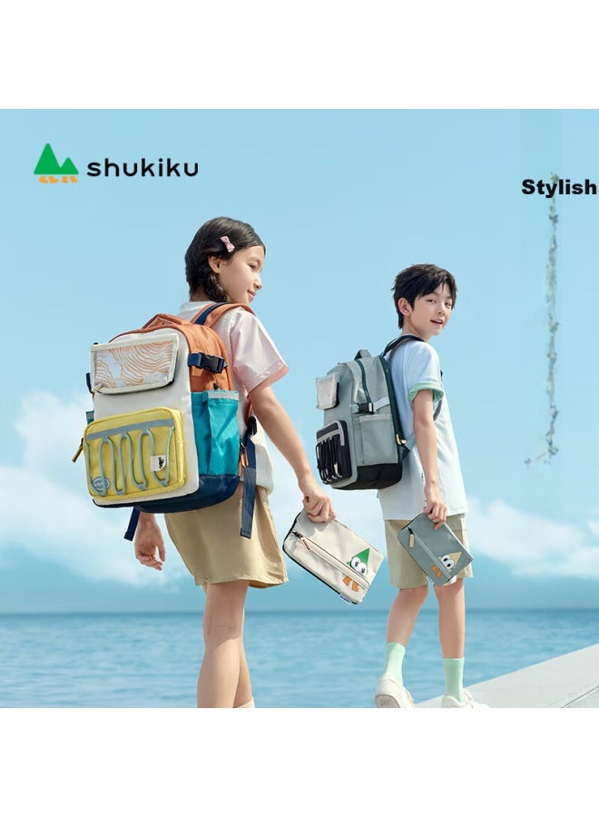 Shukiku Funseekids Children's Spine Protection School Bag Primary School Students Ultra-lightweight Load-reducing Backpack Double Shoulder Bag Gift Box Packaging Lotus Pink - Medium Size - Image 5