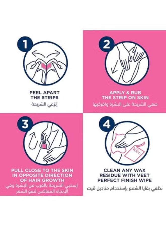 Veet 4pcs Veet Easy-Gel Wax Strips for Body & Legs, Dry Skin with Green Tea & Aloe Vera (4X20 Wax Strips) - Image 3