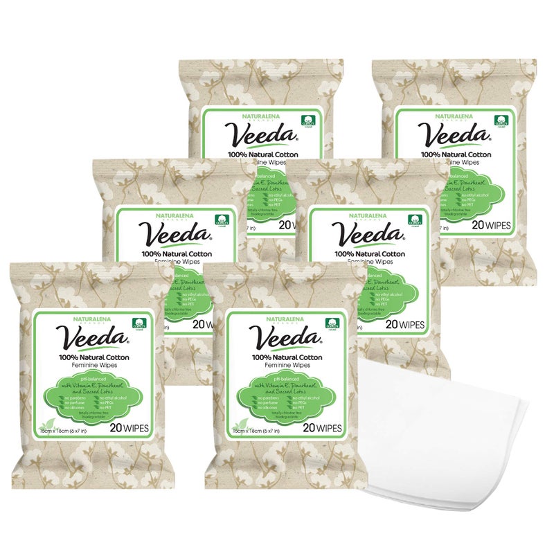 Veeda PlantBased Feminine Wipes pHBalanced Hypoallergenic Biodegradable Wipes for Sensitive Skin FragranceFree Travel Sized Wipes 120 Count
