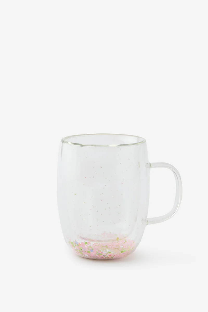 Typo Trapped Glitter Glass Mug