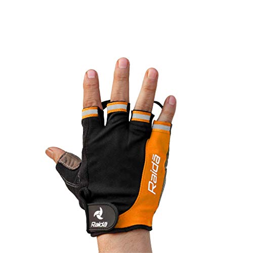 Raida Multi-Purpose Cycling & Gym Gloves | Palm Protection | Vegan-Friendly | Thumb Sweat Wiper | Lightweight & Breathable | Ideal for Workouts, Fitness & Outdoor Rides (Orange, L) - Image 1