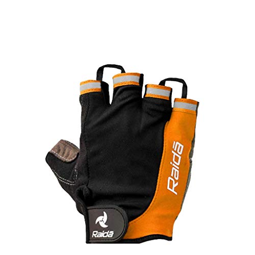 Raida Multi-Purpose Cycling & Gym Gloves | Palm Protection | Vegan-Friendly | Thumb Sweat Wiper | Lightweight & Breathable | Ideal for Workouts, Fitness & Outdoor Rides (Orange, L) - Image 2