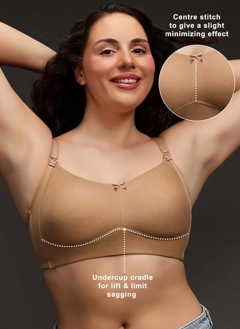 Clovia Clovia Non-Padded Non-Wired Full Coverage Multiway T-shirt Bra in Nude Colour - Cotton