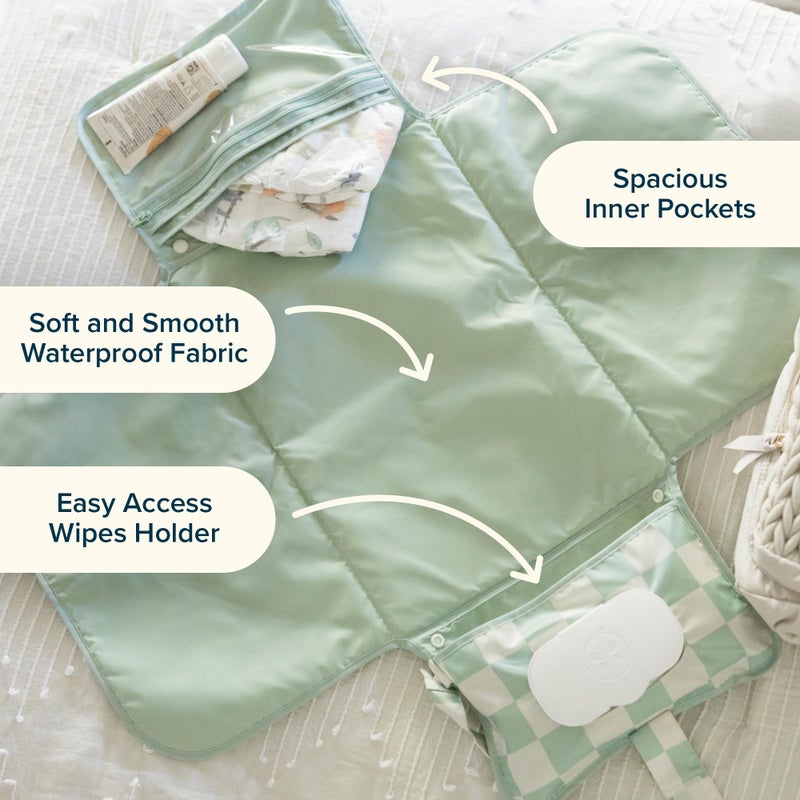 Tiny Twinkle Portable Diaper Changing Pad | Waterproof, Wipeable & Compact Baby Changing Pad for Travel | Smart Wipes Pocket & Organized Storage| Newborn Shower Gift (Strawberries) - Image 5