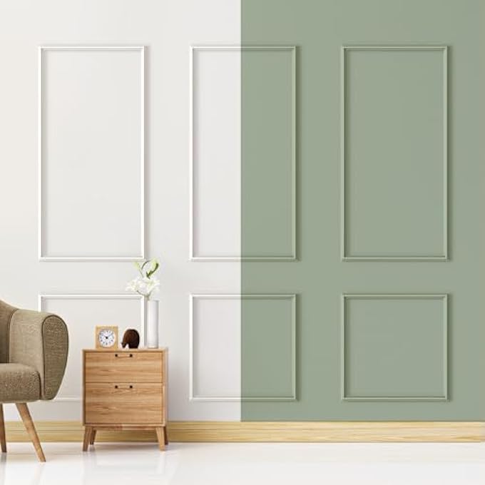 3 SETS PRE-CUT WALL MOLDING KIT, READY TO ASSEMBLE WAINSCOTING PANELS FOR INTERIOR WALL MOULDING DCOR, LIVING ROOM BEDROOM ACCENT WALL PANEL, 3 TOPS AND 3 BOTTOMS - 6 FRAMES - Image 1