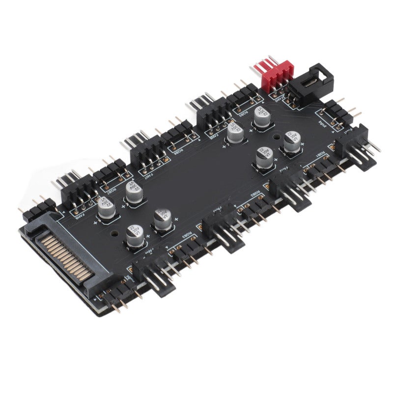 Republic Of Gamers ARGB PWM 2 In 1 Hub 8 Way 5V 3Pin ARGB 12V 4Pin PWM Fan Hub - 8 Addressable RGB Lighting Ports Sync for PC Computer Chassis Cable Management - Image 3