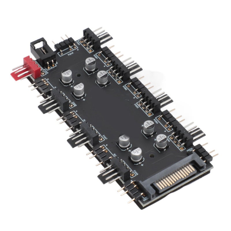 Republic Of Gamers ARGB PWM 2 In 1 Hub 8 Way 5V 3Pin ARGB 12V 4Pin PWM Fan Hub - 8 Addressable RGB Lighting Ports Sync for PC Computer Chassis Cable Management - Image 4