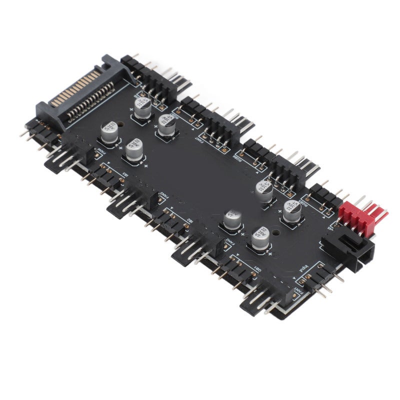 Republic Of Gamers ARGB PWM 2 In 1 Hub 8 Way 5V 3Pin ARGB 12V 4Pin PWM Fan Hub - 8 Addressable RGB Lighting Ports Sync for PC Computer Chassis Cable Management - Image 2