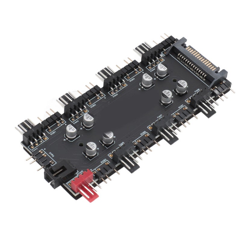Republic Of Gamers ARGB PWM 2 In 1 Hub 8 Way 5V 3Pin ARGB 12V 4Pin PWM Fan Hub - 8 Addressable RGB Lighting Ports Sync for PC Computer Chassis Cable Management - Image 5