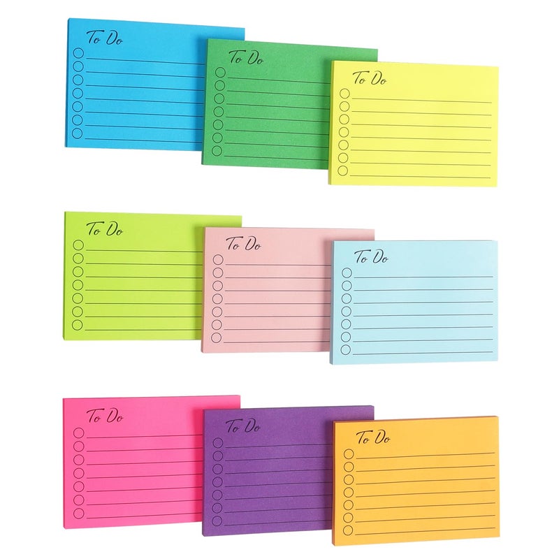 Eastern Wolf 9 Pads to Do Lined Sticky Notes, 9 Bright Multi Colors Self-Stick Note Pads, 3x4 Inch with Line Adhesive Memo Sticky Notes Notepad, 50 Sheet/Pad - Image 2