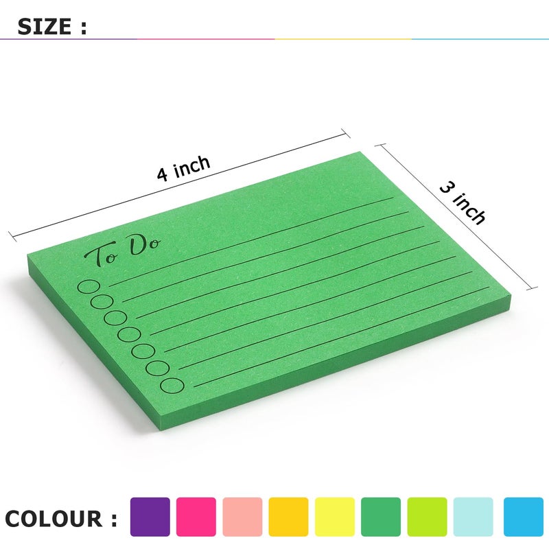 Eastern Wolf 9 Pads to Do Lined Sticky Notes, 9 Bright Multi Colors Self-Stick Note Pads, 3x4 Inch with Line Adhesive Memo Sticky Notes Notepad, 50 Sheet/Pad - Image 3