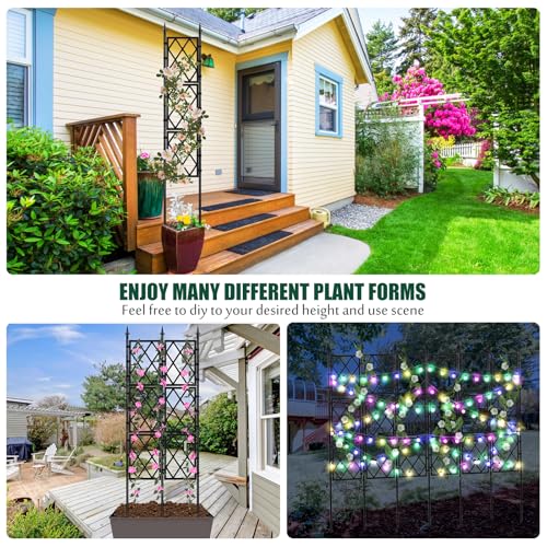 WellSign Garden Trellis for Climbing Plants Outdoor 5.25 FT, Iron Pipe Metal Support Wall Tall Plant Trellis Lattice Fence Plant Support with Garden Twist Tie for Ivy Vines Rose - Image 2