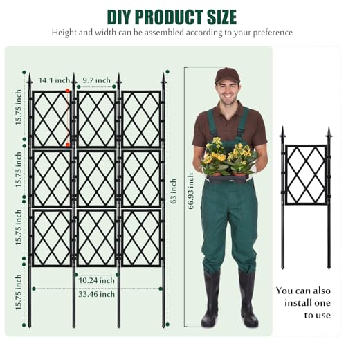 WellSign Garden Trellis for Climbing Plants Outdoor 5.25 FT, Iron Pipe Metal Support Wall Tall Plant Trellis Lattice Fence Plant Support with Garden Twist Tie for Ivy Vines Rose - Image 5