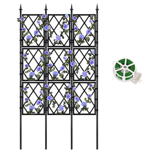 WellSign Garden Trellis for Climbing Plants Outdoor 5.25 FT, Iron Pipe Metal Support Wall Tall Plant Trellis Lattice Fence Plant Support with Garden Twist Tie for Ivy Vines Rose - Image 1