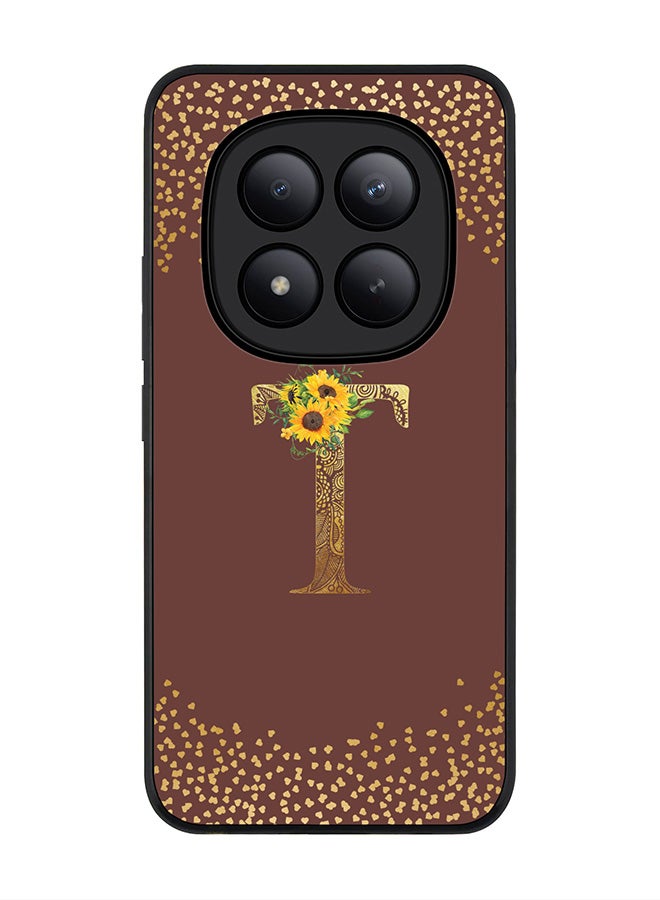 Stylizedd For Xiaomi Redmi Note 15 Pro+ / Poco M8 Pro Case,Slim fit Camera Protection, Shockproof Thin Phone cover  - Custom Floral Monogram - T  (Brown ) - Image 1