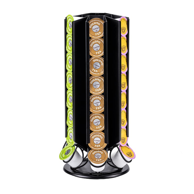ZCDCP K Cup Holder Keurig Pod Holder Stand Carousel with 360 Degree 48 Pods Coffee Pod Holder for K Cups Organizer Black