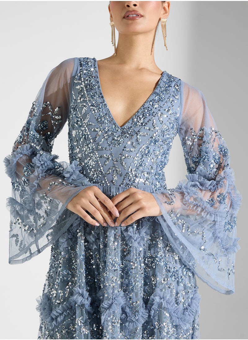 Maya Embellished Rudffled Maxi Dress  - Image 3