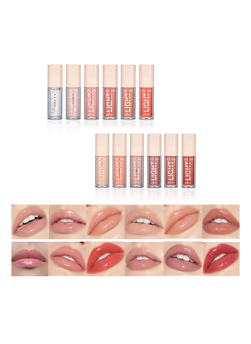 Handaiyan Lip Gloss Set 12 Pcs Hydrating Moisturizing Long Lasting High Glossy Light Stain Super Shiny Balm Oil Tinted Treatment Glow Glass Shine Makeup Colored Bright Lifter For Women Girls  - Image 1