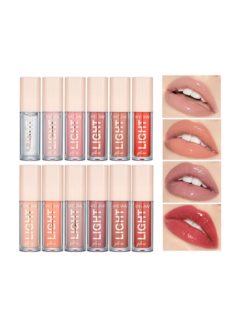 Handaiyan Lip Gloss Set 12 Pcs Hydrating Moisturizing Long Lasting High Glossy Light Stain Super Shiny Balm Oil Tinted Treatment Glow Glass Shine Makeup Colored Bright Lifter For Women Girls  - Image 2