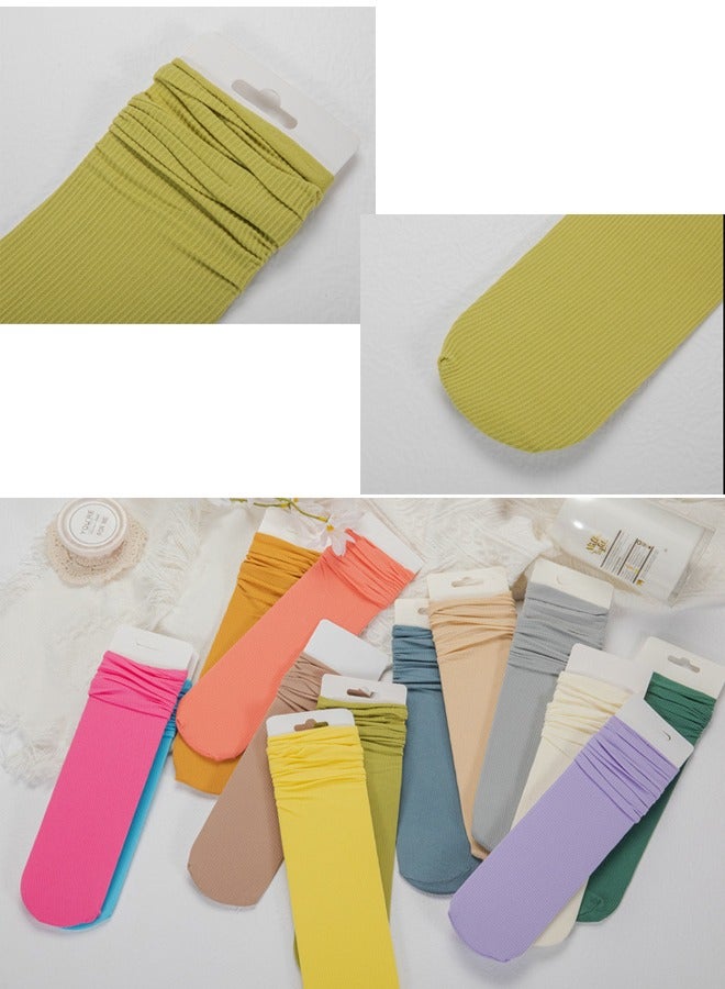 ZCM-HAPPY 22 Pairs of Multicolor Women's Mid-Tube Socks - Solid Color Ice Socks Best for Spring Summer - Image 3