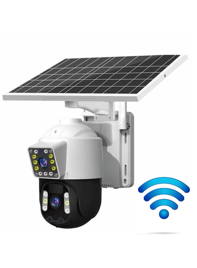 Generic 4MP Wireless Solar Security Cameras, WiFi Cameras Outdoor for Home Security, 360° PTZ Surveillance Camera with Dual Lens, Night Vision, 2-Way Audio, PIR Motion Detection, Humanoid Auto Tracking - Image 1