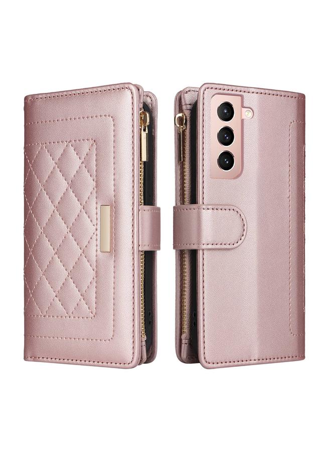 erorex Case For Samsung Galaxy S21+ 5G Crossbody Zipper Wallet Rhombus Leather Phone Case - Image 3