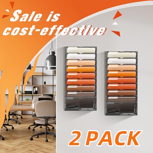 SUPEASY 10-Tier Hanging Wall File Holder Organizer for Papers, Folders, Files Clipboard & Magazine Organization Great for Office Home, Black - Image 2