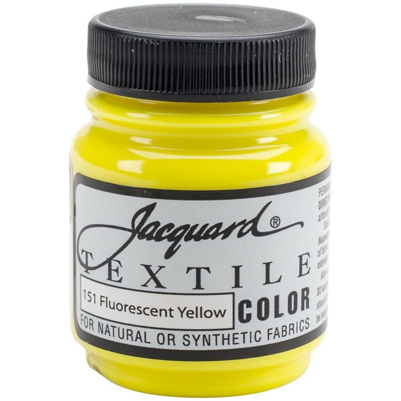 Jacquard Textile Color Fluorescent Yellow - Permanent Fabric Paint for Clothes, Furniture Upholstery, Shoes or Tote Bags – Indoor & Outdoor Fabric Paint – 2.25 Oz Jar, Upholstery Fabric Paint - Image 4