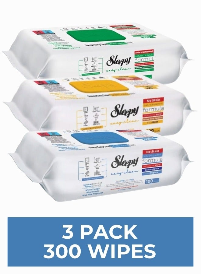 Sleepy Easy Clean Cleaning Wipes Triple Pack - White Soap, Herbal Soap, Bleach, 3x100 Wipes - Image 1