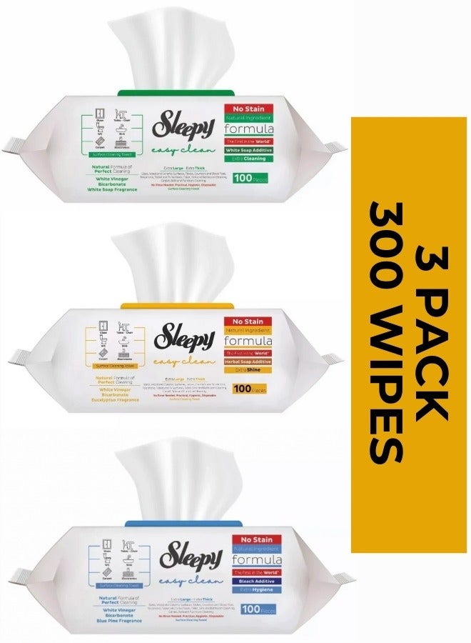 Sleepy Easy Clean Cleaning Wipes Triple Pack - White Soap, Herbal Soap, Bleach, 3x100 Wipes - Image 3