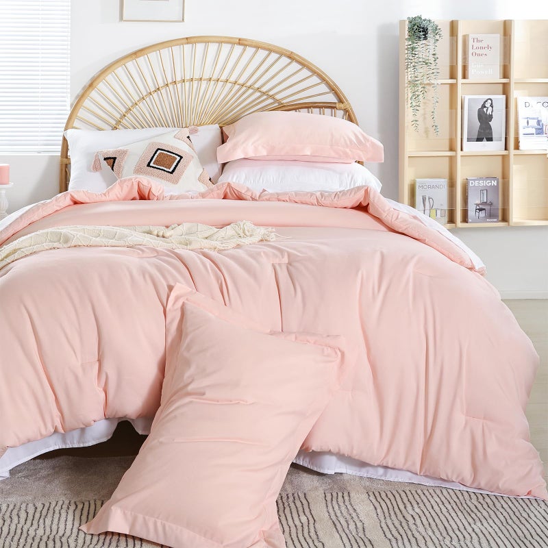 weigelia Pink Comforter Sets Full Size Comforter Set with Sheets 7 Piece Soft Microfiber Comforters Set for Women Blush Lightweight Alternative Comforter for All Season - Image 5