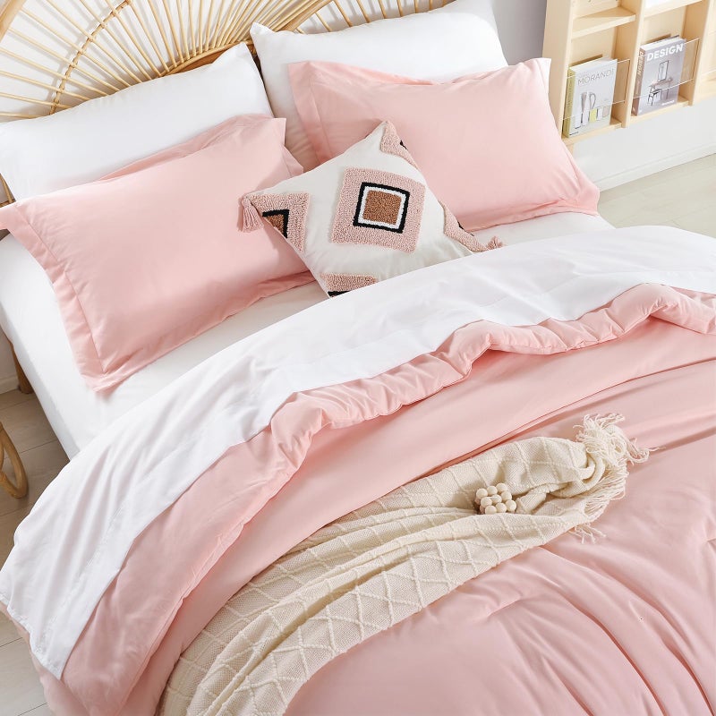 weigelia Pink Comforter Sets Full Size Comforter Set with Sheets 7 Piece Soft Microfiber Comforters Set for Women Blush Lightweight Alternative Comforter for All Season - Image 2