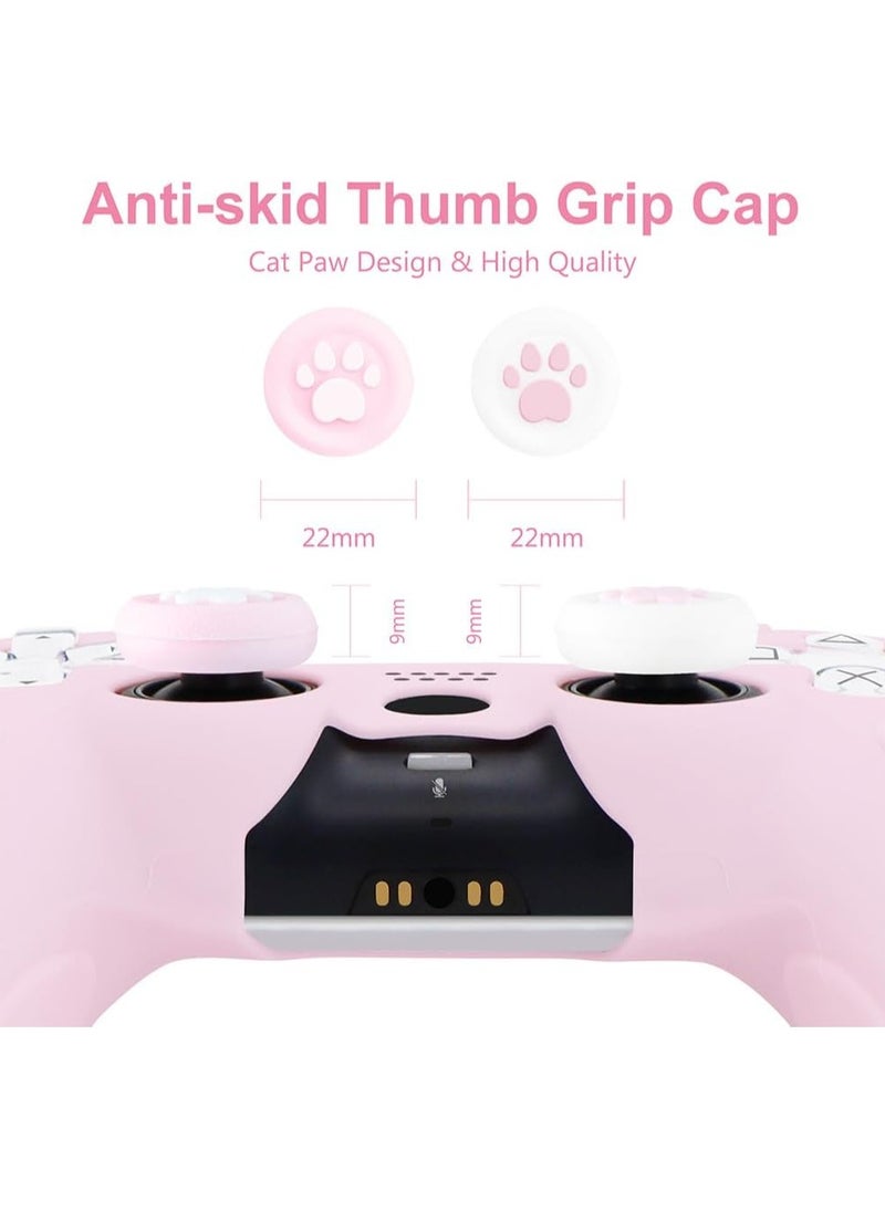 Generic PS5 Controller Skin PS5 Controller Accessory Set Suitable For Playstation 5 Game Controller Skin With 2 Thumb Grip Caps Pink  - Image 4