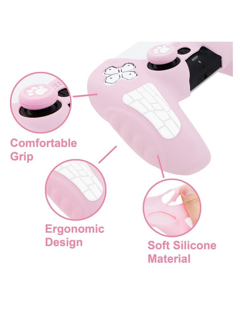 Generic PS5 Controller Skin PS5 Controller Accessory Set Suitable For Playstation 5 Game Controller Skin With 2 Thumb Grip Caps Pink  - Image 5