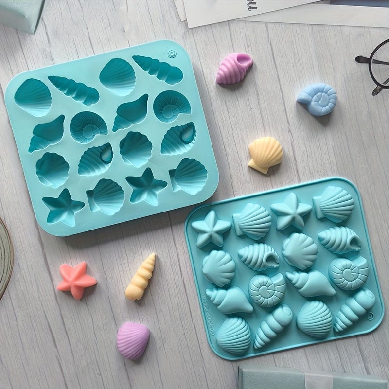 Blue 12 Cavity Silicone Conch Starfish Chocolate Ice Mold Baking Tool - Image 4