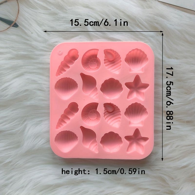 Blue 12 Cavity Silicone Conch Starfish Chocolate Ice Mold Baking Tool - Image 3