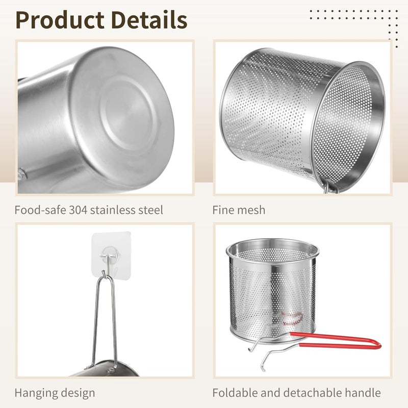 Home Fryer Pot with Basket, Rack & Tongs, Stainless Steel Fryer, Small, Multi-Stove Compatible, Fryer Pot for Fish Chicken Shrimp - Image 2