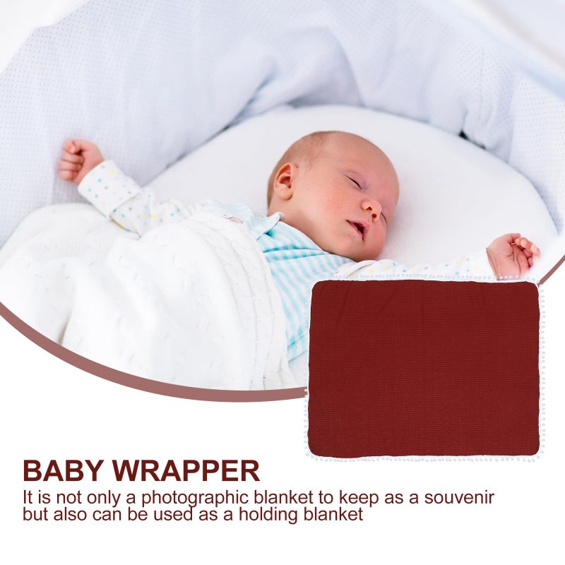 Soft Iron Red Baby Swaddle Wrap Breathable Waffle Cotton Muslin Blanket with Tassels - Image 4