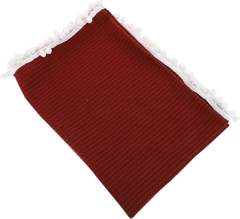 Soft Iron Red Baby Swaddle Wrap Breathable Waffle Cotton Muslin Blanket with Tassels - Image 1
