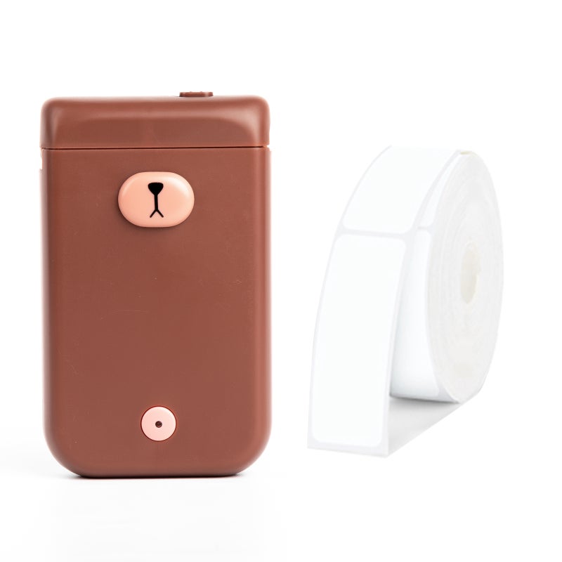 Inkless Pocket Printer, Brown 1Pc Label Roll, BT Connectivity For iOS & Android - Automatic Label Size Recognition, 203DPI Resolution Mini Thermal Label Printer For Home Storage, Office, Journal Makin - Image 1